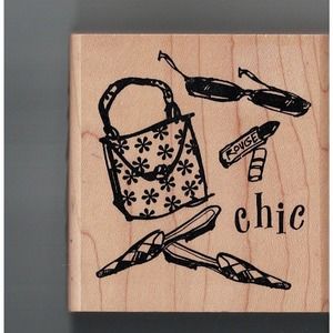 INKADINKADO USA dawn houser chic square wood block rubber stamp 91050-P